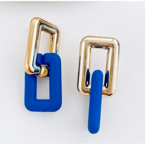 Square Chain Link Drop Earrings - Picture 1 of 1